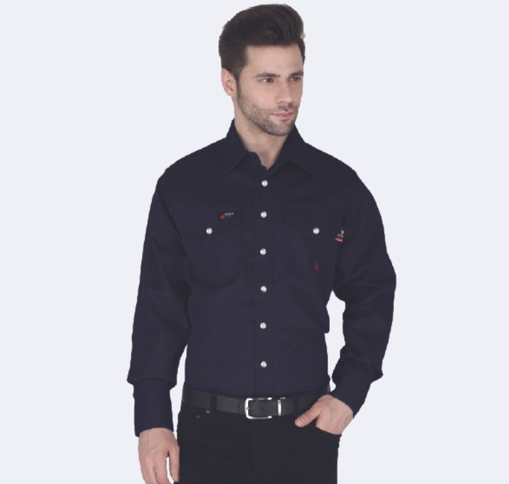 Forge - Mens FR Solid Shirt (Snap Buttons) - Navy