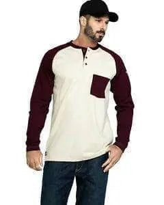 ARIAT - FR Baseball Henley, Sand/Malbec - Becker Safety and Supply