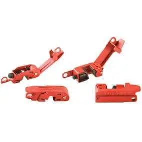Master Lock - Grip Tight Circuit Breaker Lockout - Set of one each 491B (tall & wide toggles) &  493B (standard single & double toggles) - Becker Safety and Supply