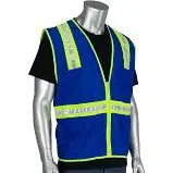 PIP - Non-ANSI Solid/Mesh Safety Vest, Split Trim, Zipper, Pockets, Blue - Becker Safety and Supply