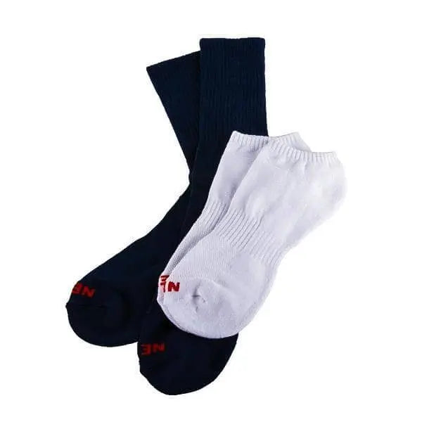 NEBO - 1-Pair of Black Crew Cut Socks + 1- Pair of White No-Show Socks - Becker Safety and Supply