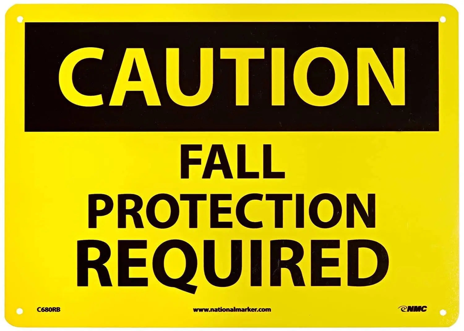 NMC - 10" x 14" Caution Fall Protection Required Sign - Becker Safety and Supply