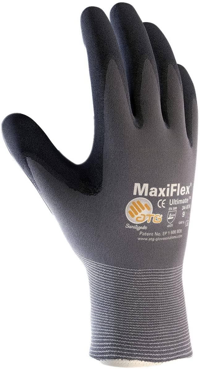 MAXIFLEX - Ultimate - Nylon / Lycra Knit Glove w/ Nitrile Coated Micro-Foam Grip, Tagged - Becker Safety and Supply