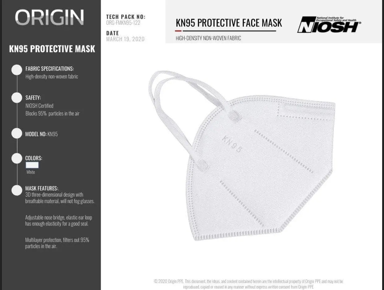 ORIGIN - KN95 Protective Face Mask - Becker Safety and Supply