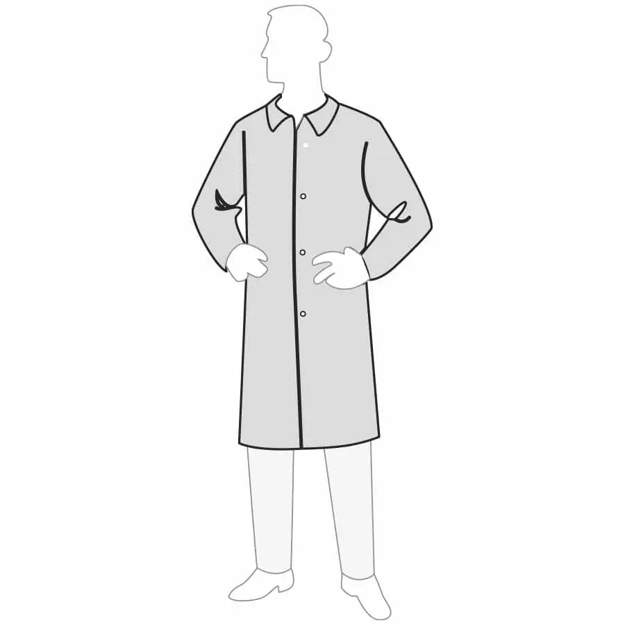 PERMAGARD - Lab Coat-collar-no pocket-front snap closure - Becker Safety and Supply