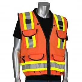 PIP - ANSI Type R Class 2 Two-Tone Fifteen Pocket Tech-Ready Ripstop Surveyors Vest with Mesh Back - Becker Safety and Supply