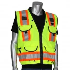PIP - ANSI Type R Class 2 Two-Tone Fifteen Pocket Tech-Ready Ripstop Surveyors Vest with Mesh Back - Becker Safety and Supply