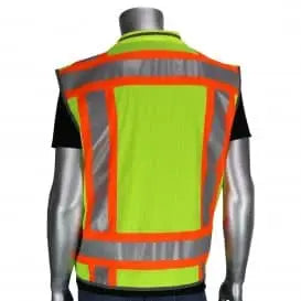 PIP - ANSI Type R Class 2 Two-Tone Fifteen Pocket Tech-Ready Ripstop Surveyors Vest with Mesh Back - Becker Safety and Supply