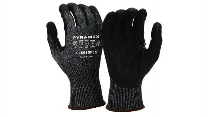 PYRAMEX -  CorXcel Ansi Cut 4 MicroFoam Nitrile Dip Palm with Grip Dots - Becker Safety and Supply