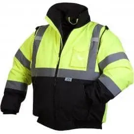 PYRAMEX - Hi-Vis Black Bottom Class 3 Bomber Jacket - Green - Becker Safety and Supply