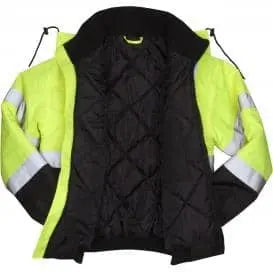 PYRAMEX - Hi-Vis Black Bottom Class 3 Bomber Jacket - Green - Becker Safety and Supply