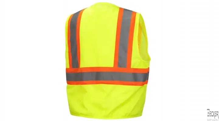 PYRAMEX - Type R - Class 2 Non FR Self Extinguishing Hi Vis Lime Safety Vest - Becker Safety and Supply
