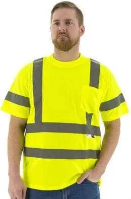 MAJESTIC - High Vis Yellow Short Sleeve Class 3 w/ Pocket - Becker Safety and Supply