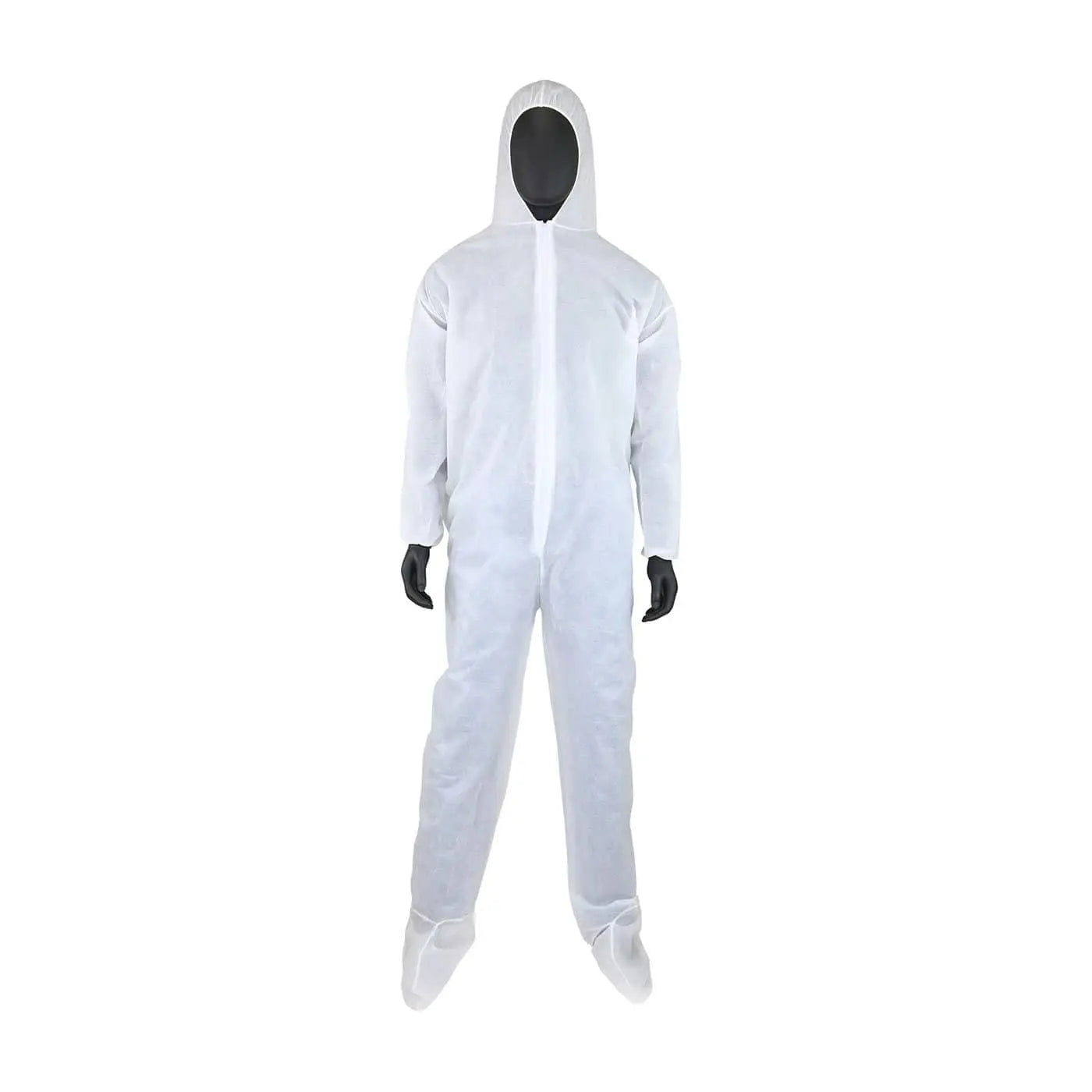 PIP - Disposable Coveralls - Elastic Cuff, Elastic Ankle Style, Polyethylene/Polypropylene Material, Zipper Front Closure, White, - Becker Safety and Supply