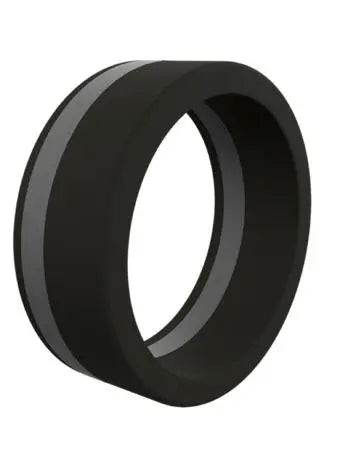 QALO- Men's Pinstripe Ring, Black & Silver - Becker Safety and Supply