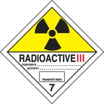 ACCUFORM -  DOT Shipping Labels: Hazard Class 7: Radioactive III Adhesive Poly - 250/Roll - Becker Safety and Supply