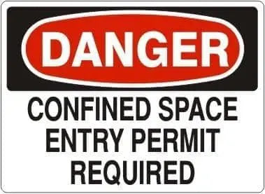 SAFEHOUSE SIGNS - DANGER - Confined Space Entry Permit Required - 7"X10" Adhesive Vinyl Sign - Becker Safety and Supply