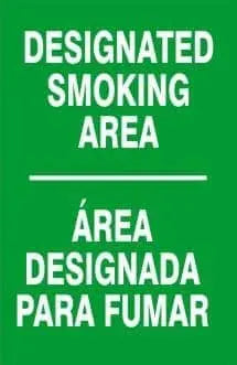 SAFEHOUSESIGNS - Designated Smoking Area - Area Designada Para Fumar - 10 X 14 - Aluminum (.040) - Becker Safety and Supply