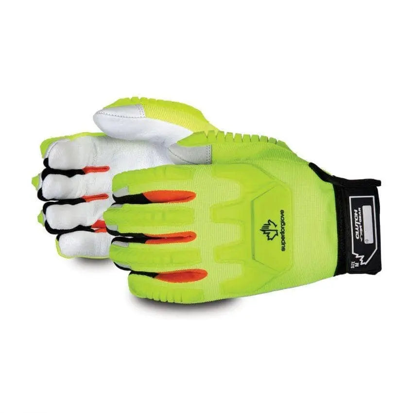 SUPERIOR - Clutch Gear Mechanics Winter Impact Resistant Glove Hi Viz Gloves with Goat Grain Palms - Becker Safety and Supply