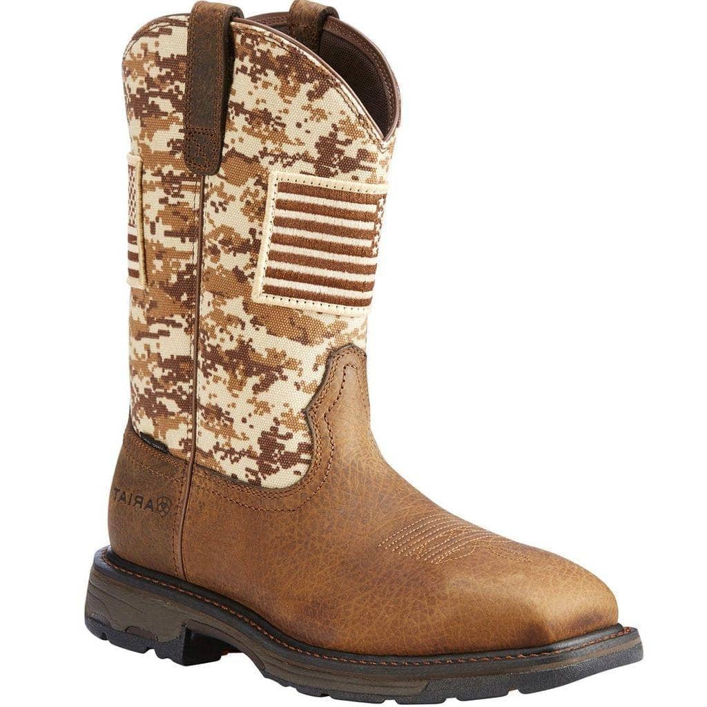 ARIAT - WorkHog Patriot Steel Toe Work Boot, Earth/Sand Camo - Becker Safety and Supply