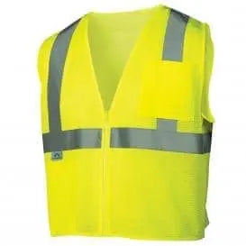 PYRAMEX - SE Class 2 Vest - Lime Mesh w/ Silver Reflective Tape - Becker Safety and Supply