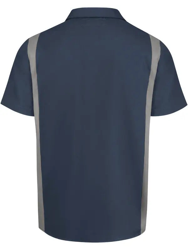 DICKIES - Camisa de trabajo de manga corta en dos tonos con bloque de color industrial para hombre, azul marino oscuro/humo