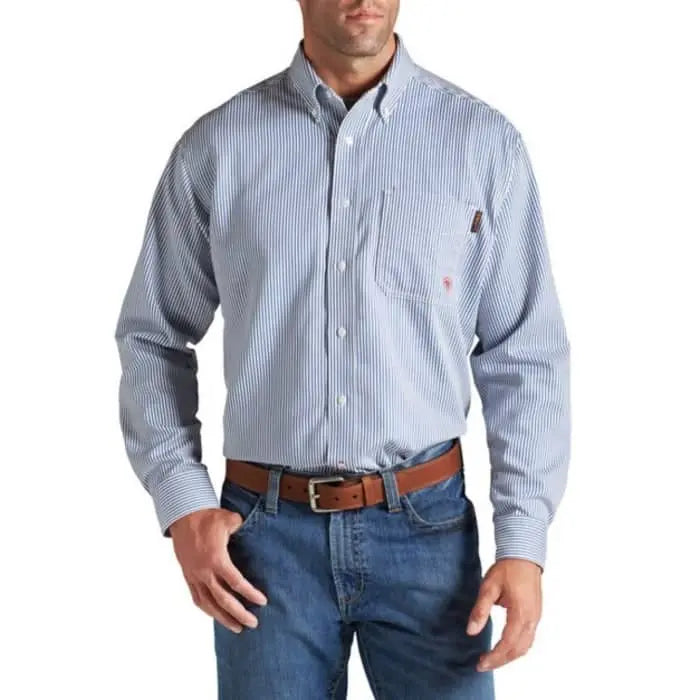 ARIAT - FR Bold Blue / Stripe Work Shirt - Becker Safety and Supply