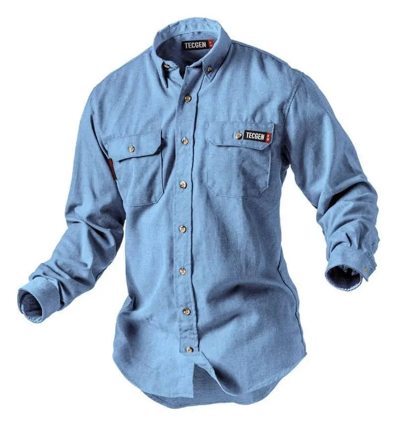 TECGEN - Tecgen Select 5.5oz Dress Shirt - HRC 2, NFPA 2112 - Light Blue - Becker Safety and Supply