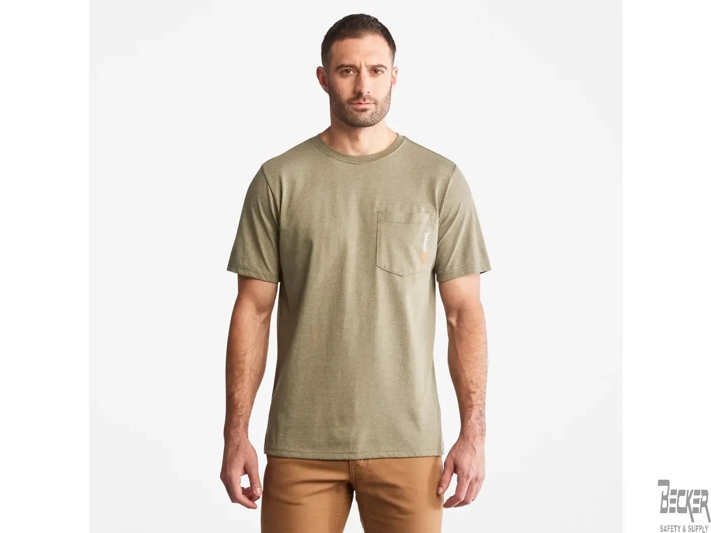 TIMBERLAND PRO - Base Plate Short Sleeve T-Shirt, Burnt Olive - Becker Safety and Supply
