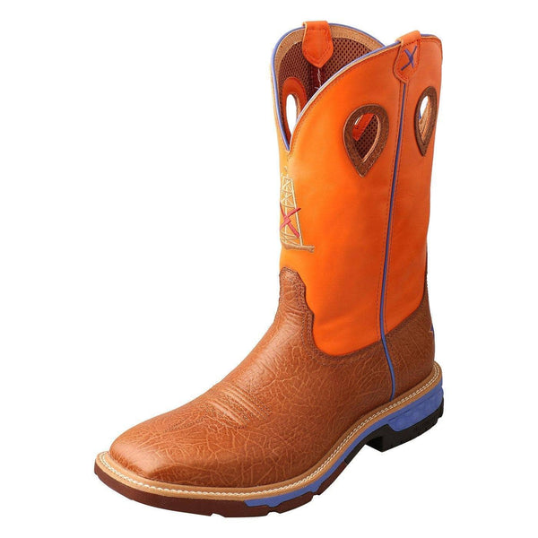 camel Twisted X Men's Tech X Ginger Caiman Print and Pearl Wide