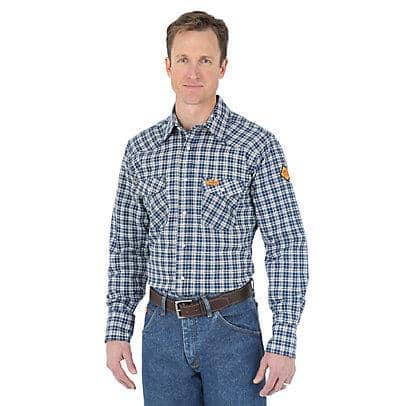 WRANGLER - FR 2112 Blue Black Plaid Shirt - Becker Safety and Supply