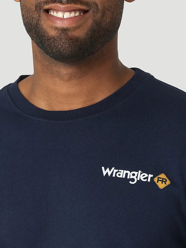 WRANGLER - FR FLAME RESISTANT LS FLAG GRAPHIC T-SHIRT IN NAVY - Becker Safety and Supply