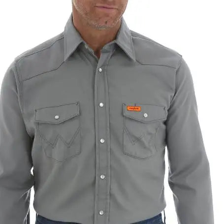 WRANGLER - FR Lightweight Charcoal Shirt - 6.5oz - Snap - Becker Safety and Supply