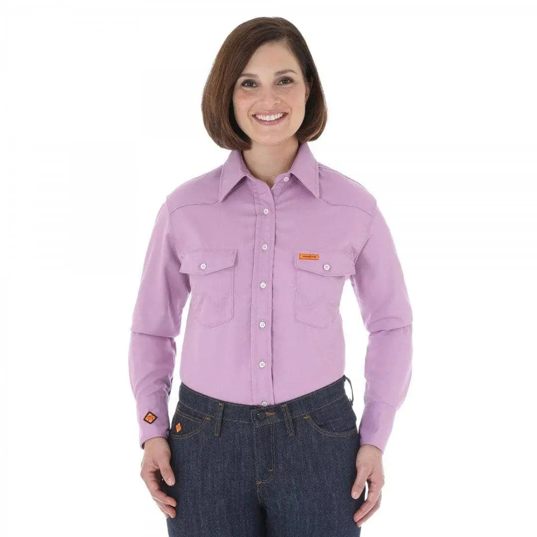 WRANGLER - FR - Lightweight, 6.5oz - Women's Purple Work Shirt - Becker Safety and Supply