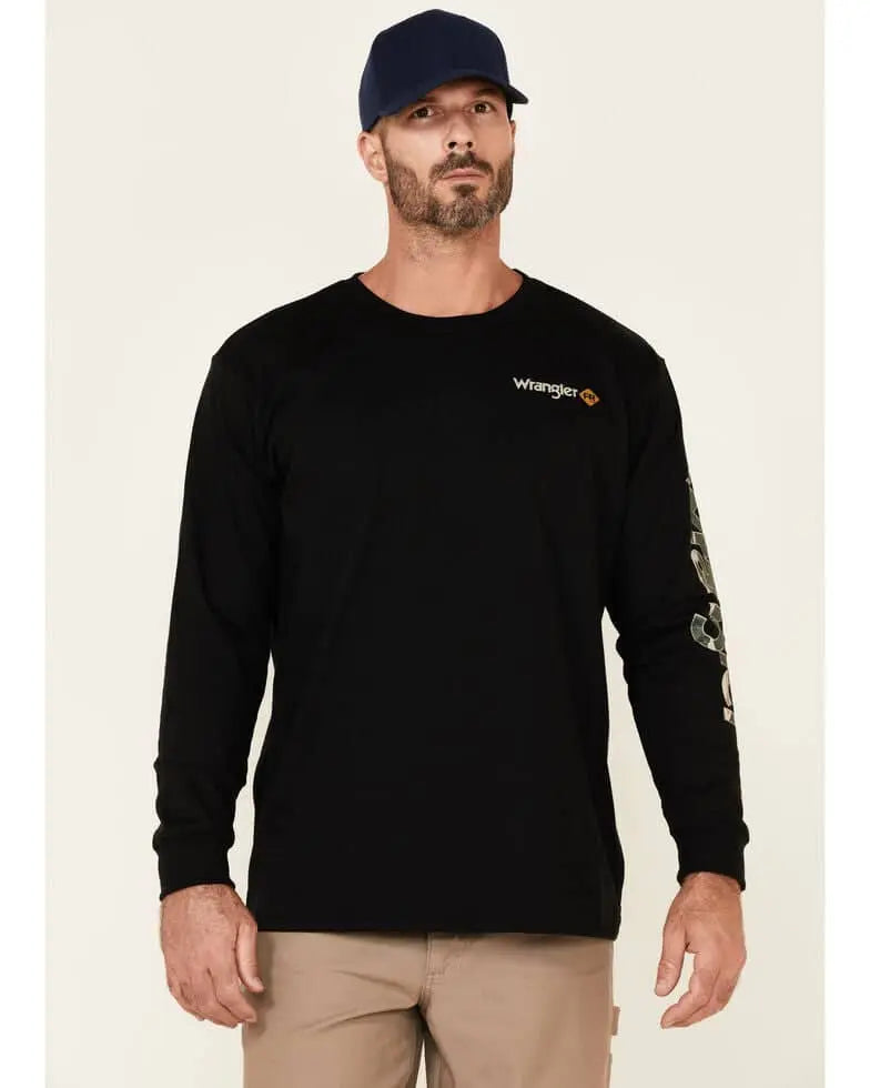 WRANGLER - FR Men's Camo Graphic Long Sleeve Work T-Shirt, Black - Becker Safety and Supply