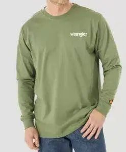 WRANGLER - FR Men's Wrench Skull Graphic Long Sleeve Work T-Shirt, Military Green - Becker Safety and Supply