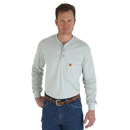 WRANGLER - FR Workwear Henley Shirts Grey - Becker Safety and Supply