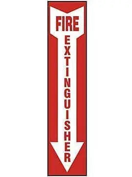 SAFEHOUSE SIGNS - FIRE EXTINGUISHER INSIDE - Pressure Sensitive Decal - 2.25" X 9" - Red/White