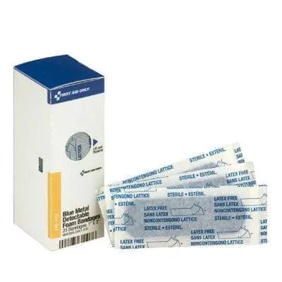FIRST AID ONLY - SC Refill 1"x3" Blue Metal Detectable Foam Bandages, 25/box - Becker Safety and Supply
