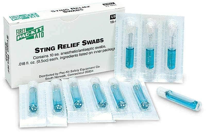 PAC-KIT - Sting Relief Swabs (10/box) - Becker Safety and Supply