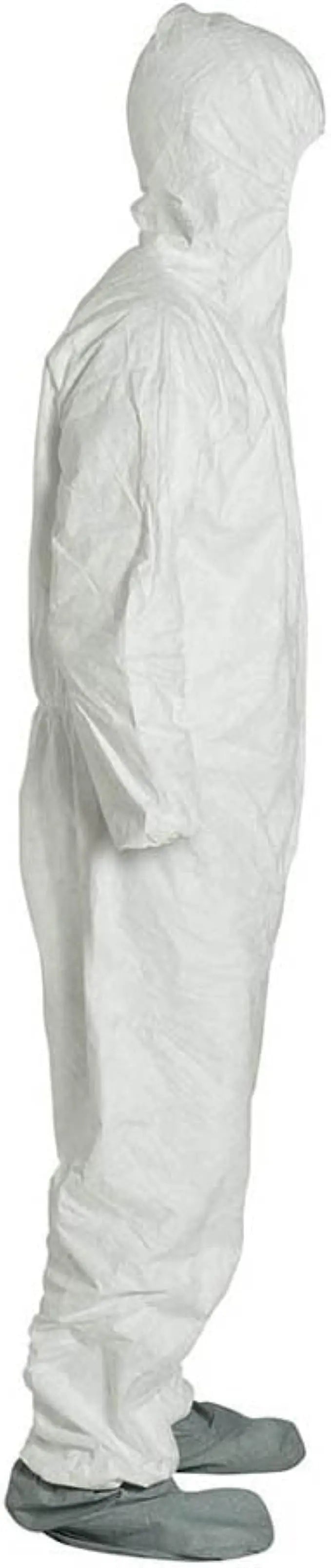 TYVEK - TY122S - White Coveralls - Attached Hood & Boots - Elastic Wrists - Serged Seams - 25/bx - Becker Safety and Supply