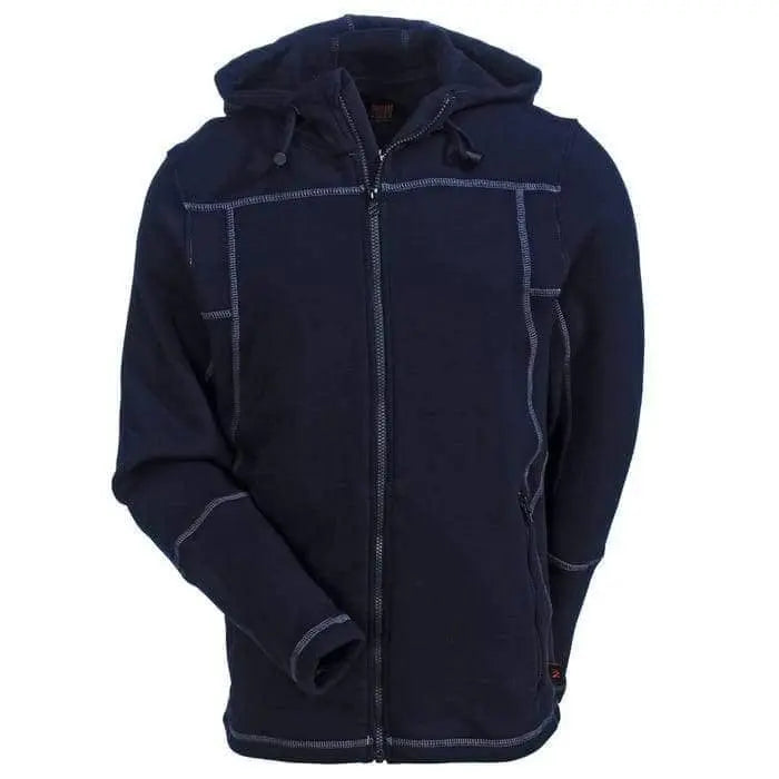 JUSTIN FR - Polartec Wind Pro Fleece Hoodie w/ full zip closure - NAVY -  Water Repellent -  NFPA 2112 & 70E (S-5XL) - Becker Safety and Supply